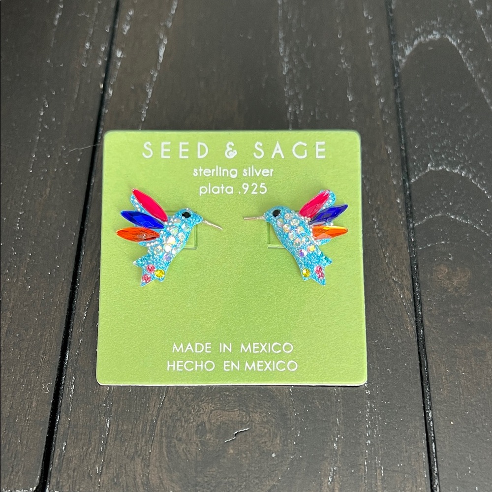 Seed & Sage Sterling Silver Hummingbird Earrings - Picture 4 of 5
